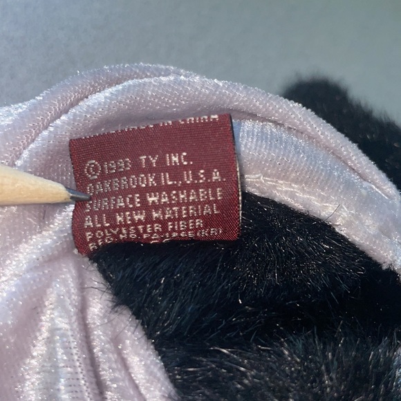 Vintage 1993 Ty Attic Purrcy Black Cat Kitten Plush 8” Jointed Adjustable Arms - Picture 9 of 11